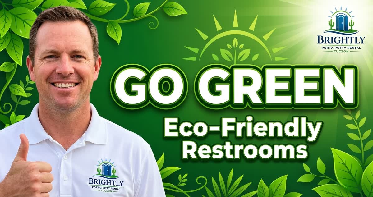 Eco-friendly portable restroom in a desert setting